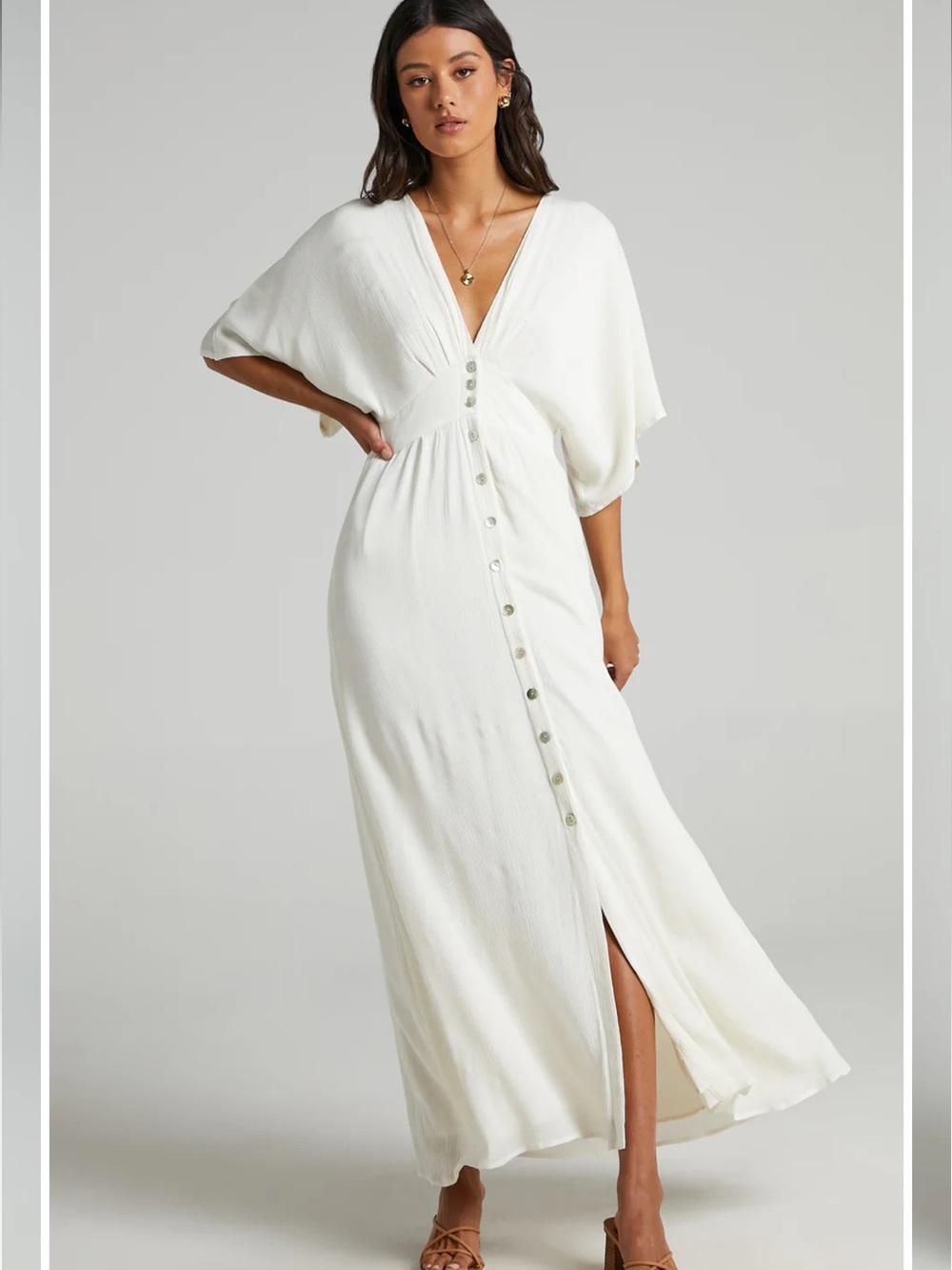 Showpo Sitting Pretty Maxi Dress in Natural